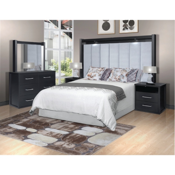 Picture of Tyla 3Pce Wall Bed Bedroom Suite 152cm - Black Satin Finish