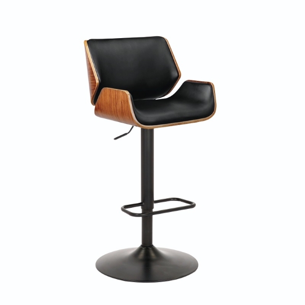 Picture of Rome Adjustable Bar Stool - Walnut & Black