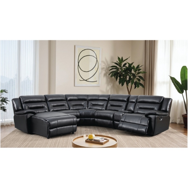 Picture of Highgate 6Pce 1 Motion Corner Lounge Suite - Black